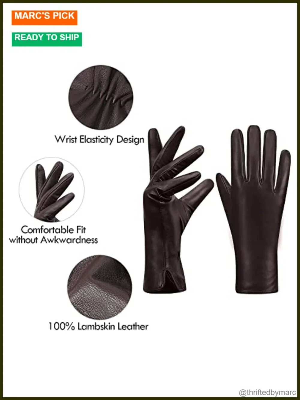 Real Nappa Lambskin Leather Gloves Cashmere Lining Touchscreen